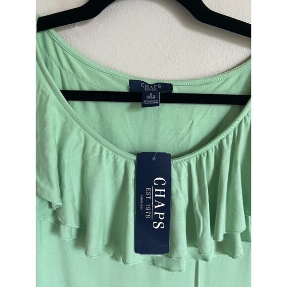 NWT Chaps Sleeveless Ruffle Scoop-neck Light Green Top size Medium Resort Wear - Picture 3 of 5